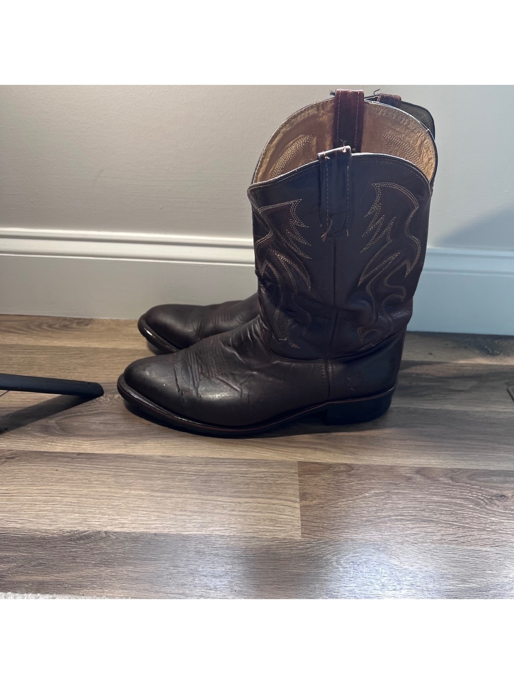 Double H Brown Leather Cowboy Boots, Men's Size 12